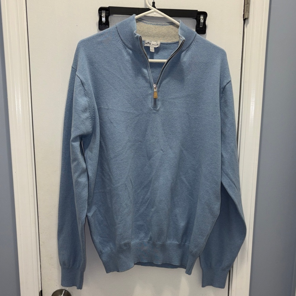Peter Millar Men's Light Blue Half-Zip Sweater size large